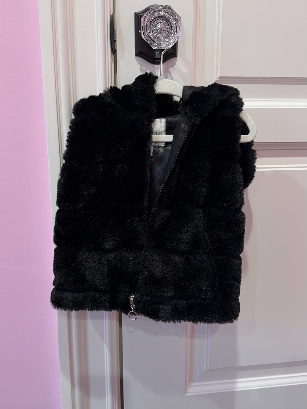 Urban Republic Kids Black Plush Faux Fur Hooded Vest